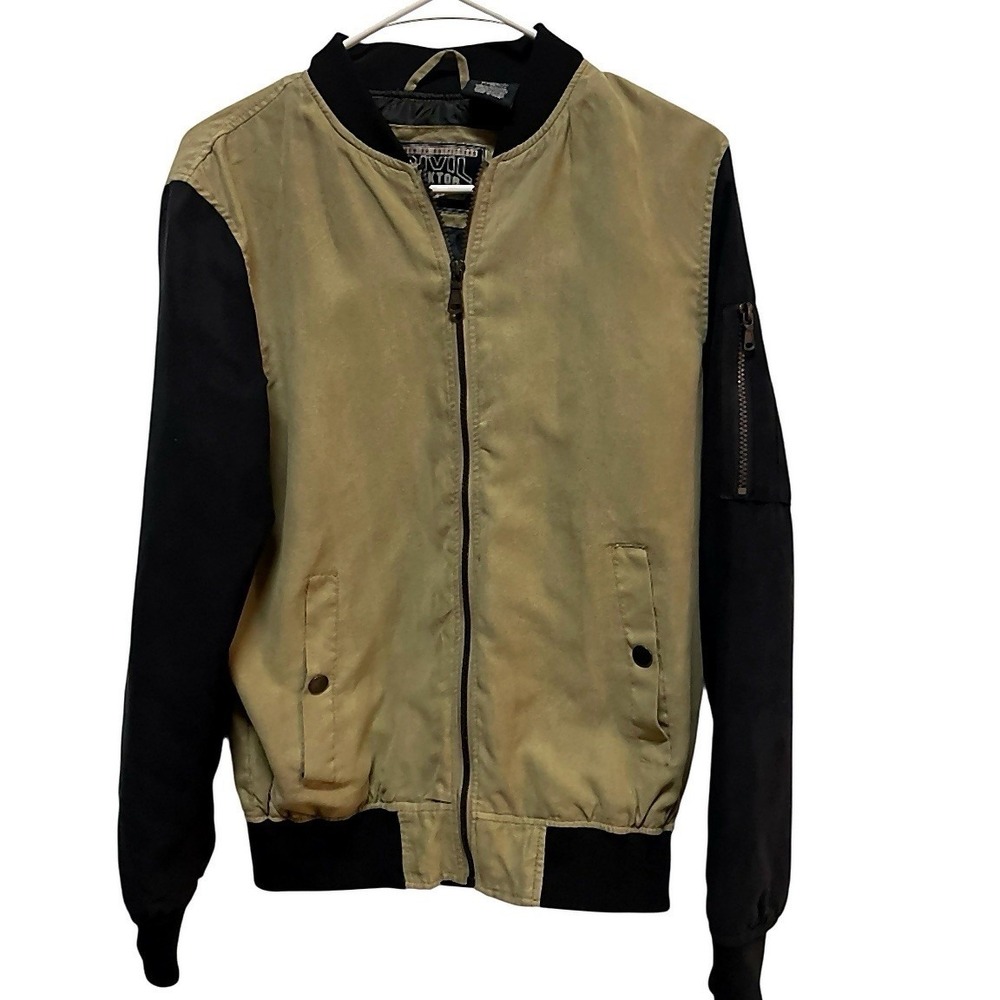 Civil Sektor Bomber Jacket Men Small Tan Black Zip‎ Utility Streetwear